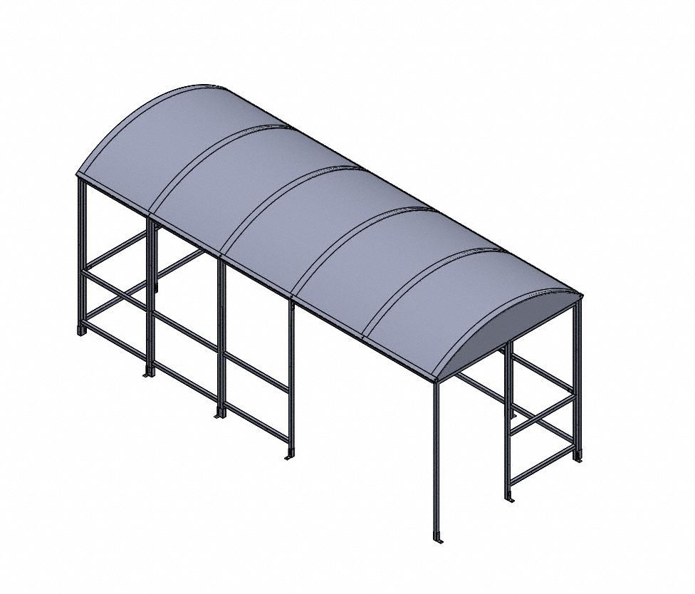 Smoking Shelter: Unassembled, 4 Sides, 206 in x 84 in x 95 in, Aluminum, Black, Includes Seating