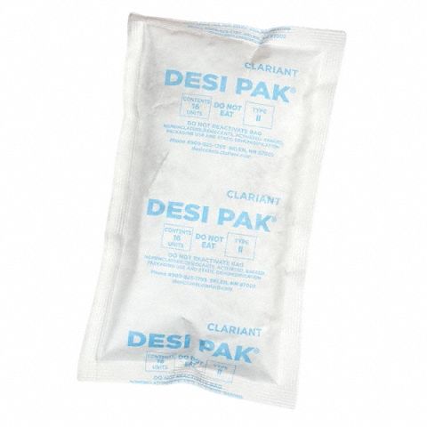 Desiccant: 5 3/4 in Wd, 10 in Lg, 13.3 cu ft Area Protected, 16 oz Desiccant Bag Size, Drum, 150 PK