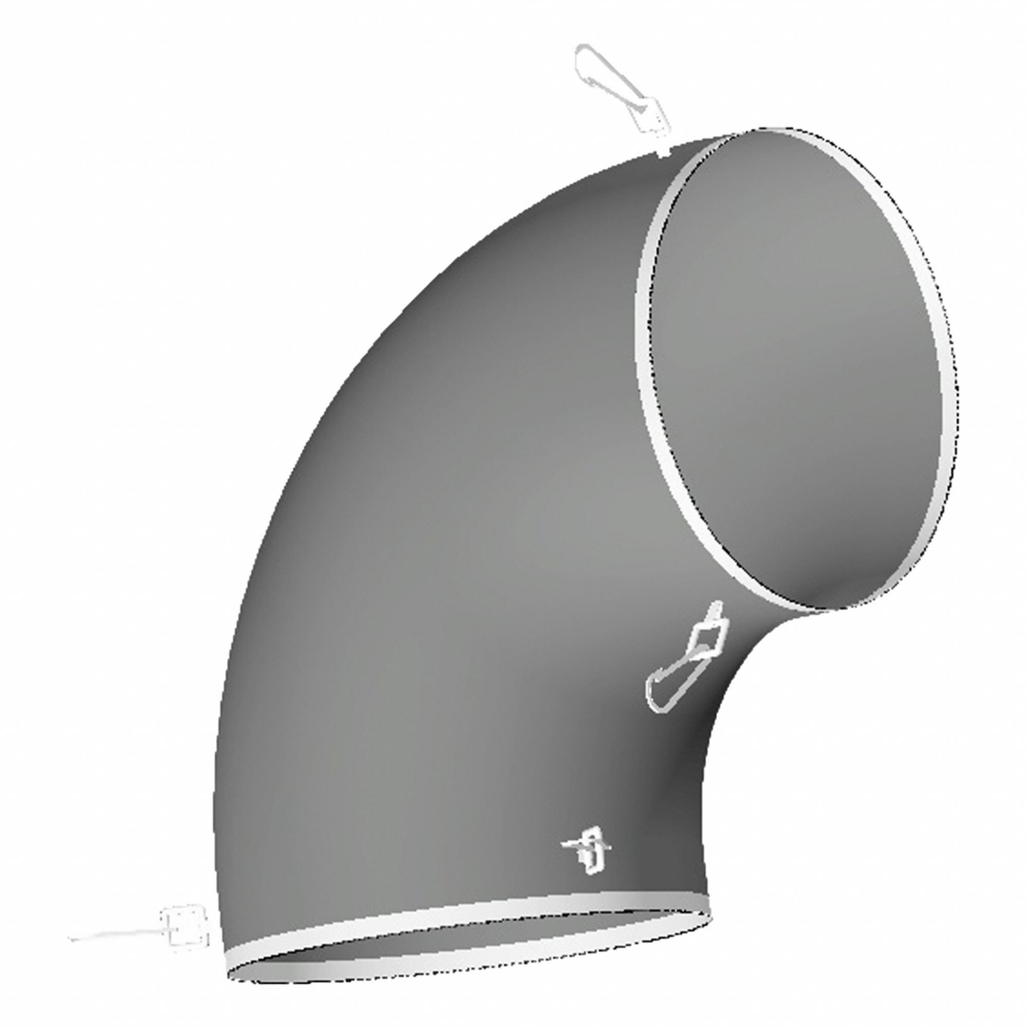 90 Degree Elbow: For 12 in Duct Dia, 12 in Inlet Dia, 12 in Outlet Dia, 18 in Overall Lg