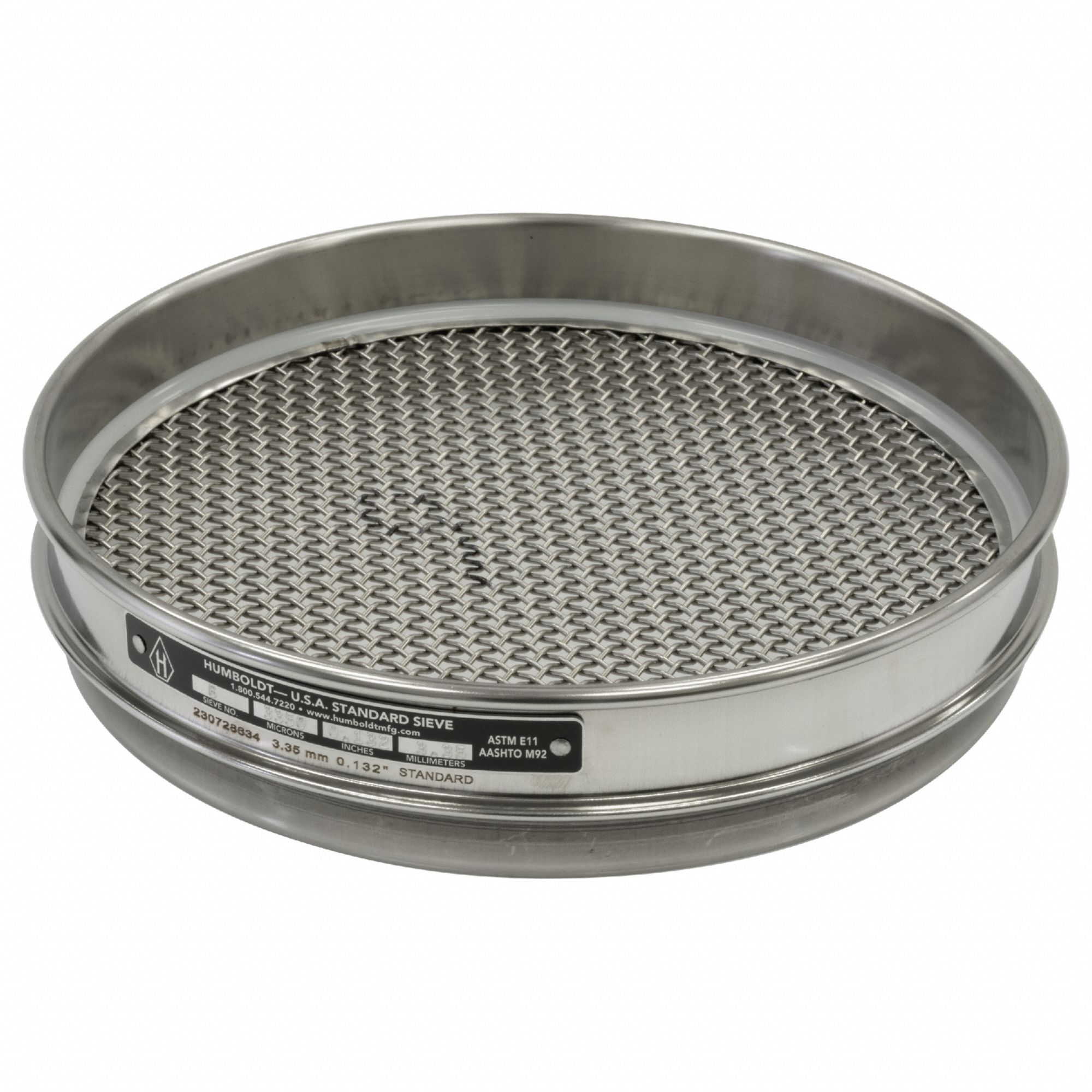 Standard Stainless Steel Cloth Test Sieve: Stainless Steel, 8 in Outside Dia