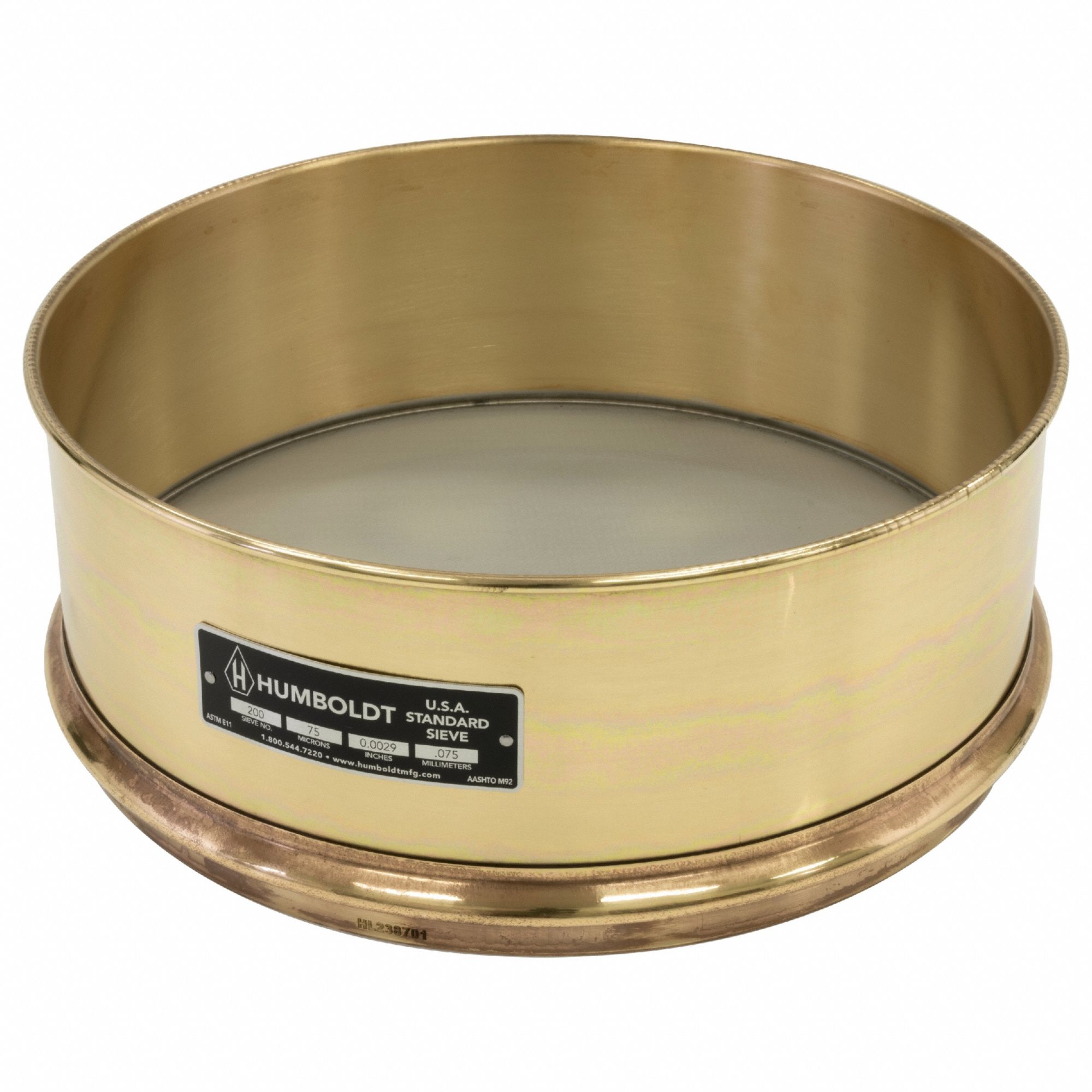 Standard Stainless Steel Cloth Test Sieve: Stainless Steel, 12 in Outside Dia, 4 in Ht