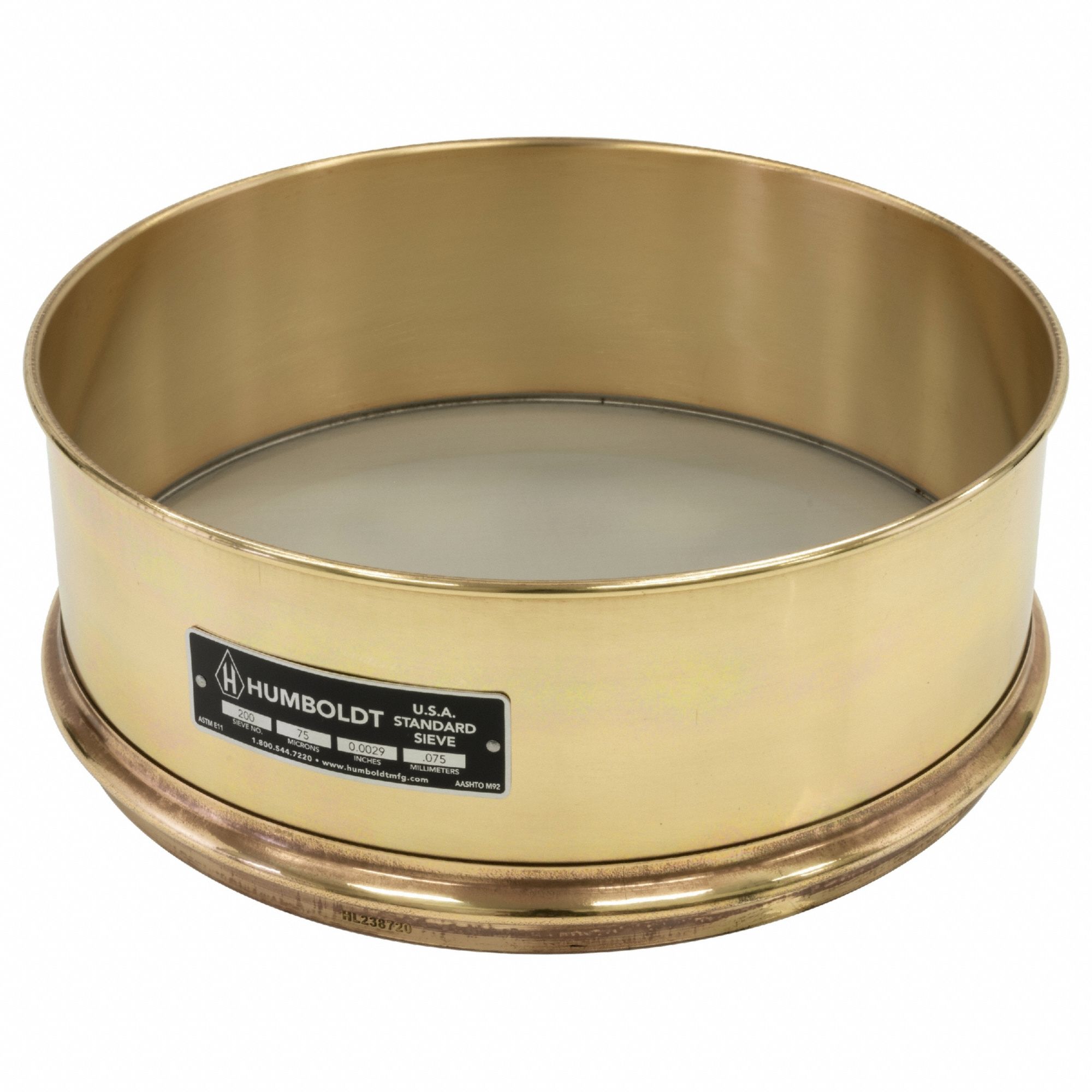 Standard Stainless Steel Cloth Test Sieve: Stainless Steel, 12 in Outside Dia