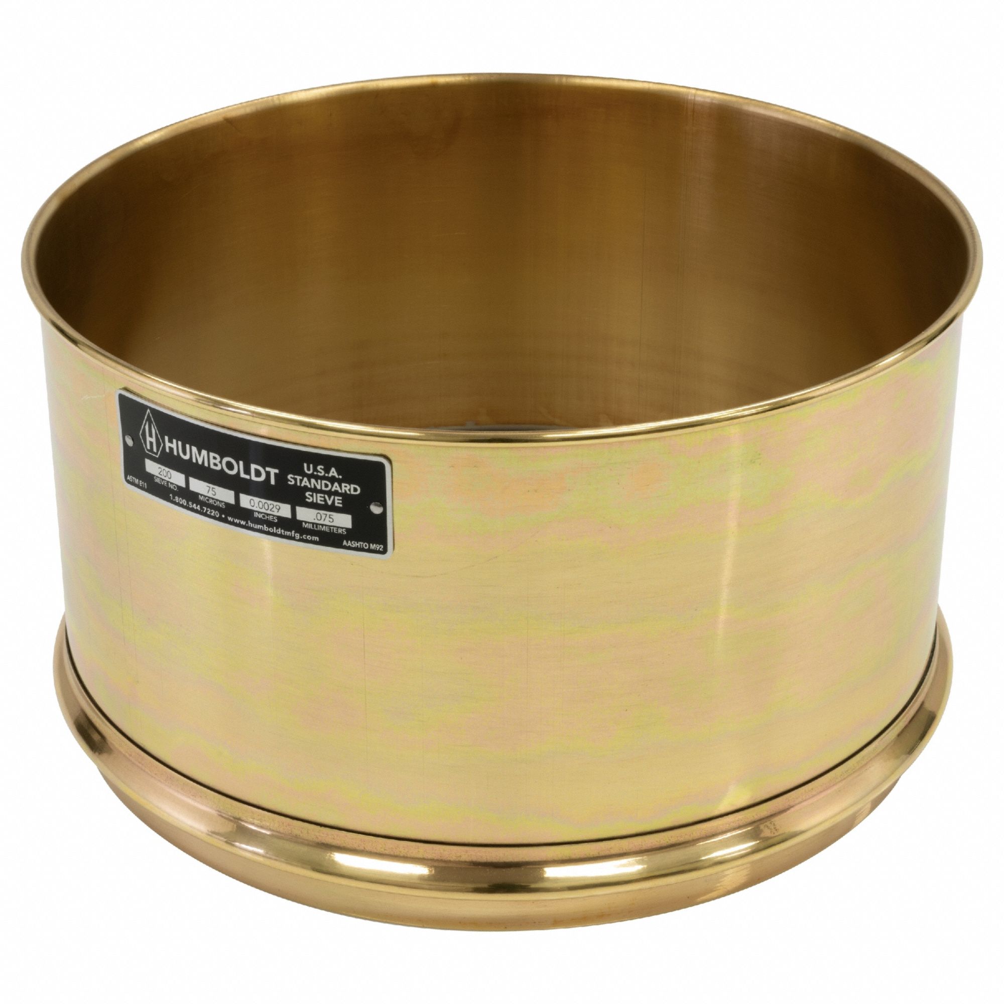 Standard Stainless Steel Cloth Test Sieve: Stainless Steel, 12 in Outside Dia