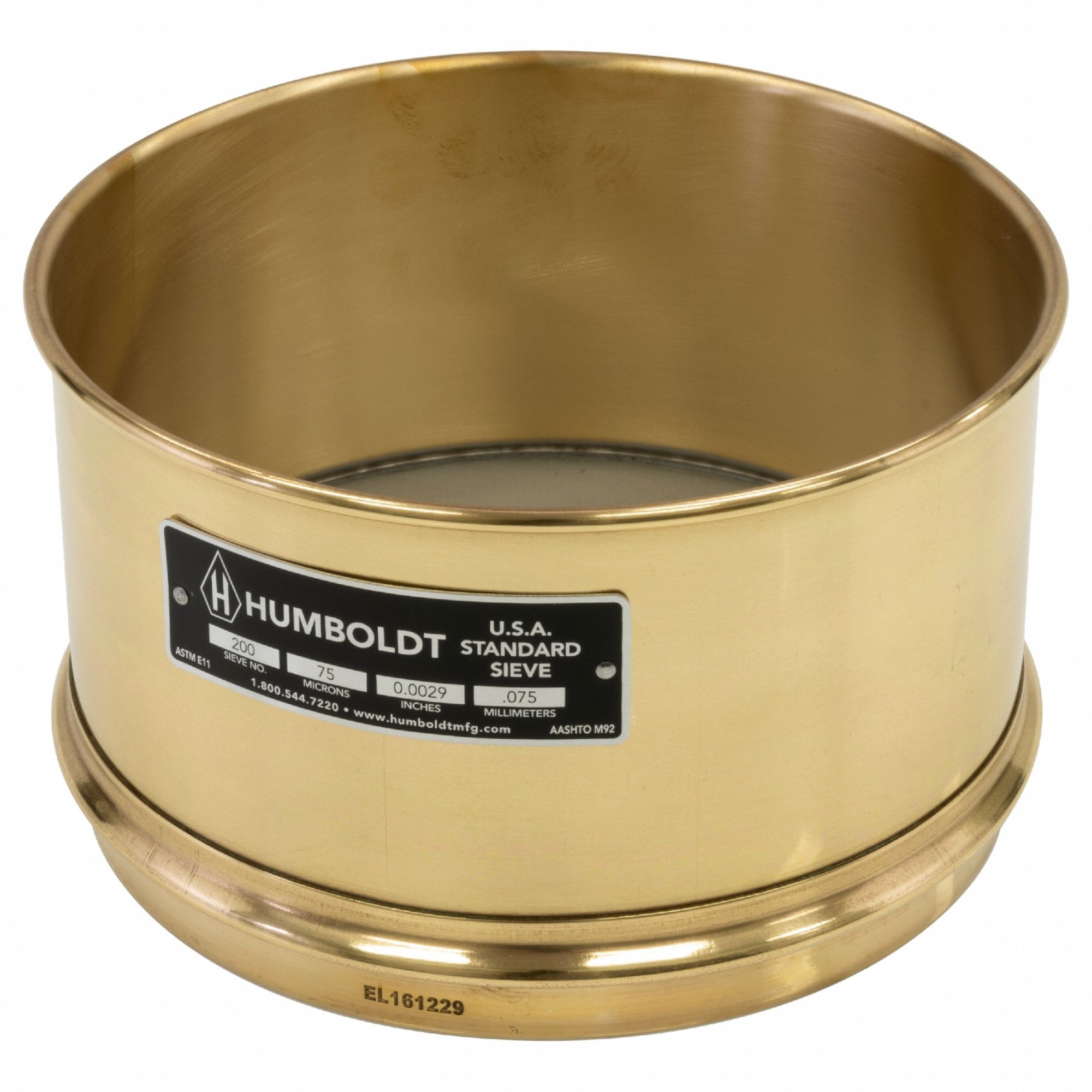 Standard Stainless Steel Cloth Test Sieve: Stainless Steel, 8 in Outside Dia, 4 in Ht