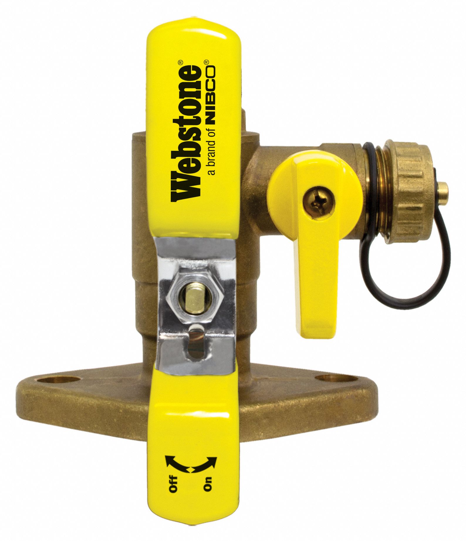 WEBSTONE Flanged Ball Valve w/Drain: 1 1/2 in, Brass, 600 psi Max. Op Pressure, Full Port Ball Port