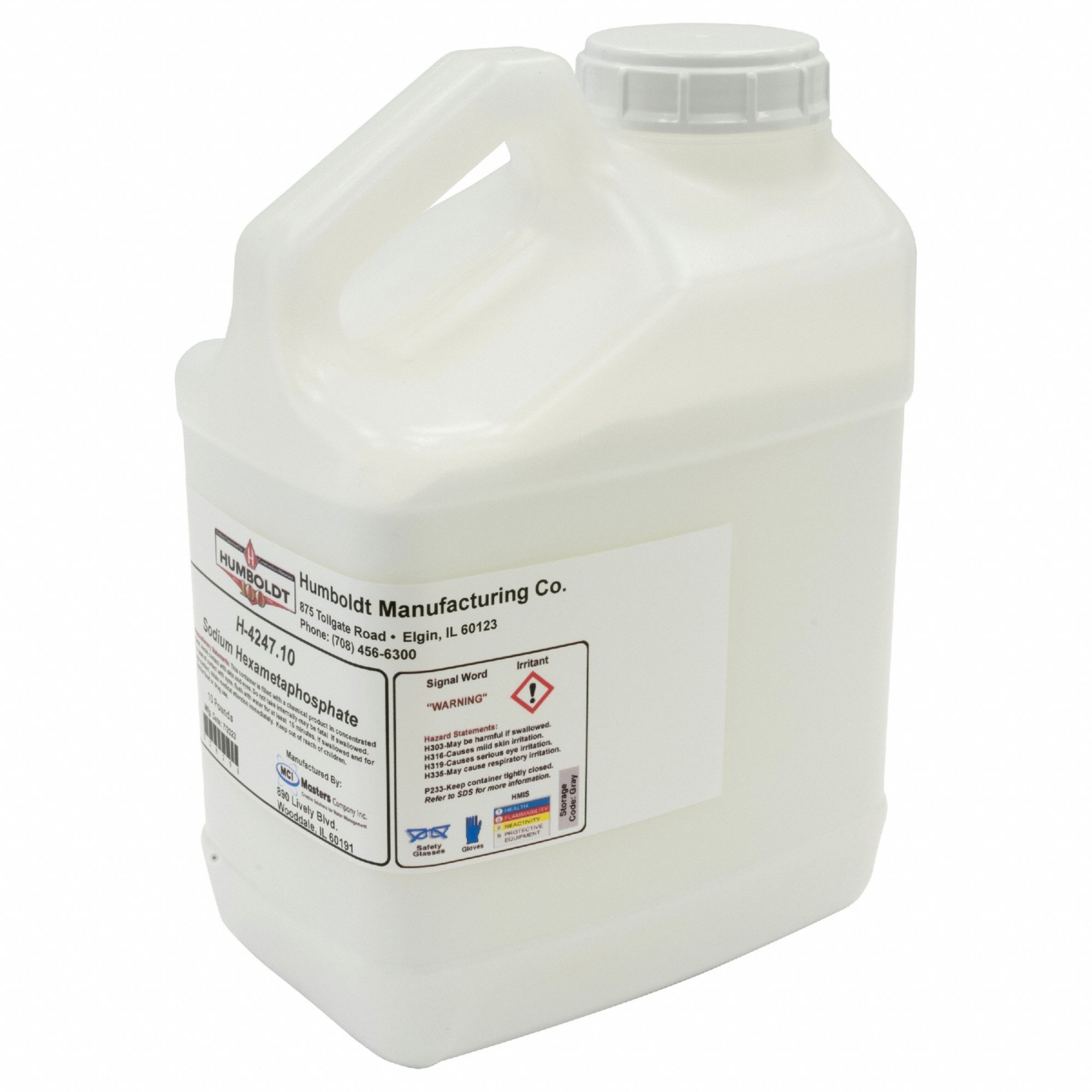 Sodium Hexametaphosphate: Lab, 10 lb, 50813-16-6, 99% Concentration, Reagent, Powder, Bottle, 1