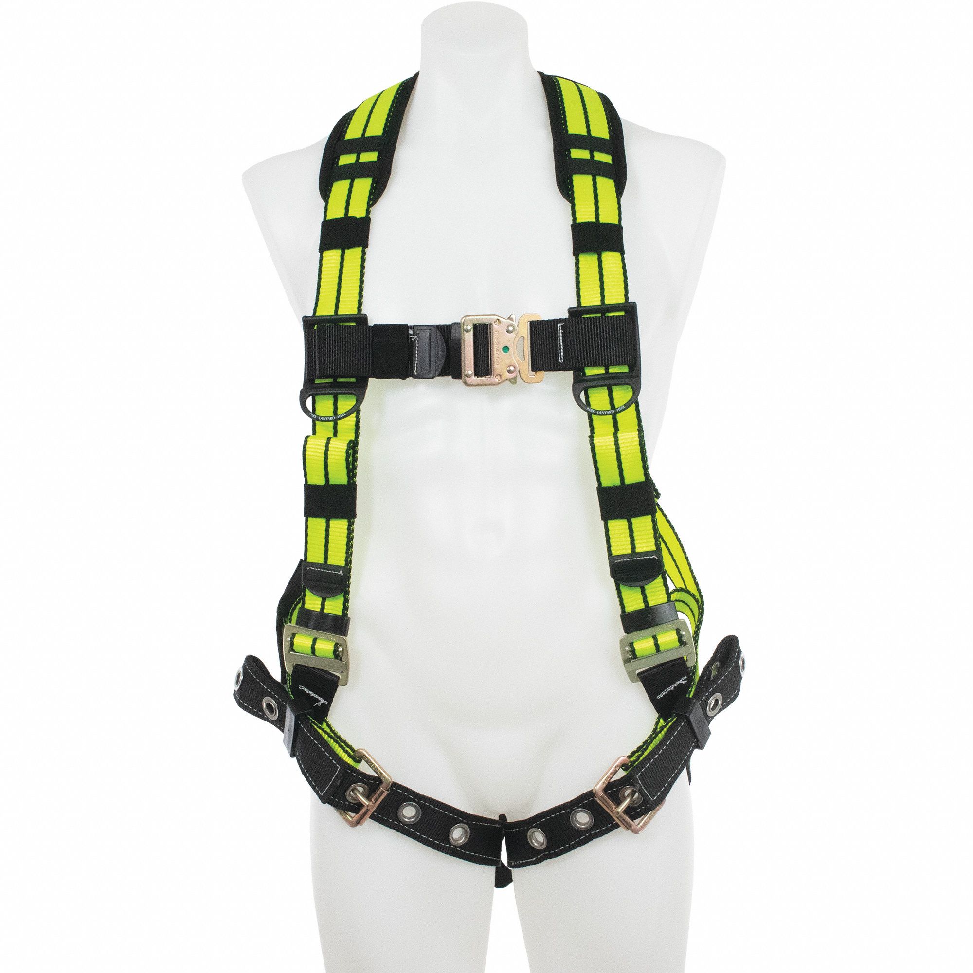 Harness: Vest Harness, Quick-Connect / Tongue, Cam, M/L, High-Visibility Vest, Padded, Steel