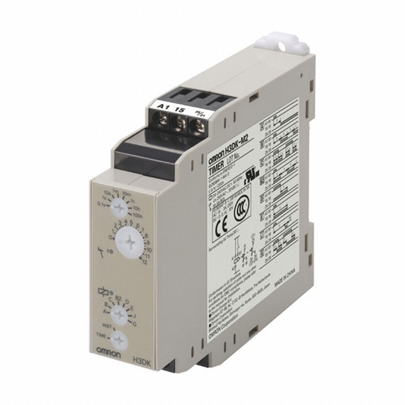 Timer: DIN-Rail Mounted, 24 to 240V AC/DC, 9 Pins/Terminals, 0.1 sec – 1, 200 hr