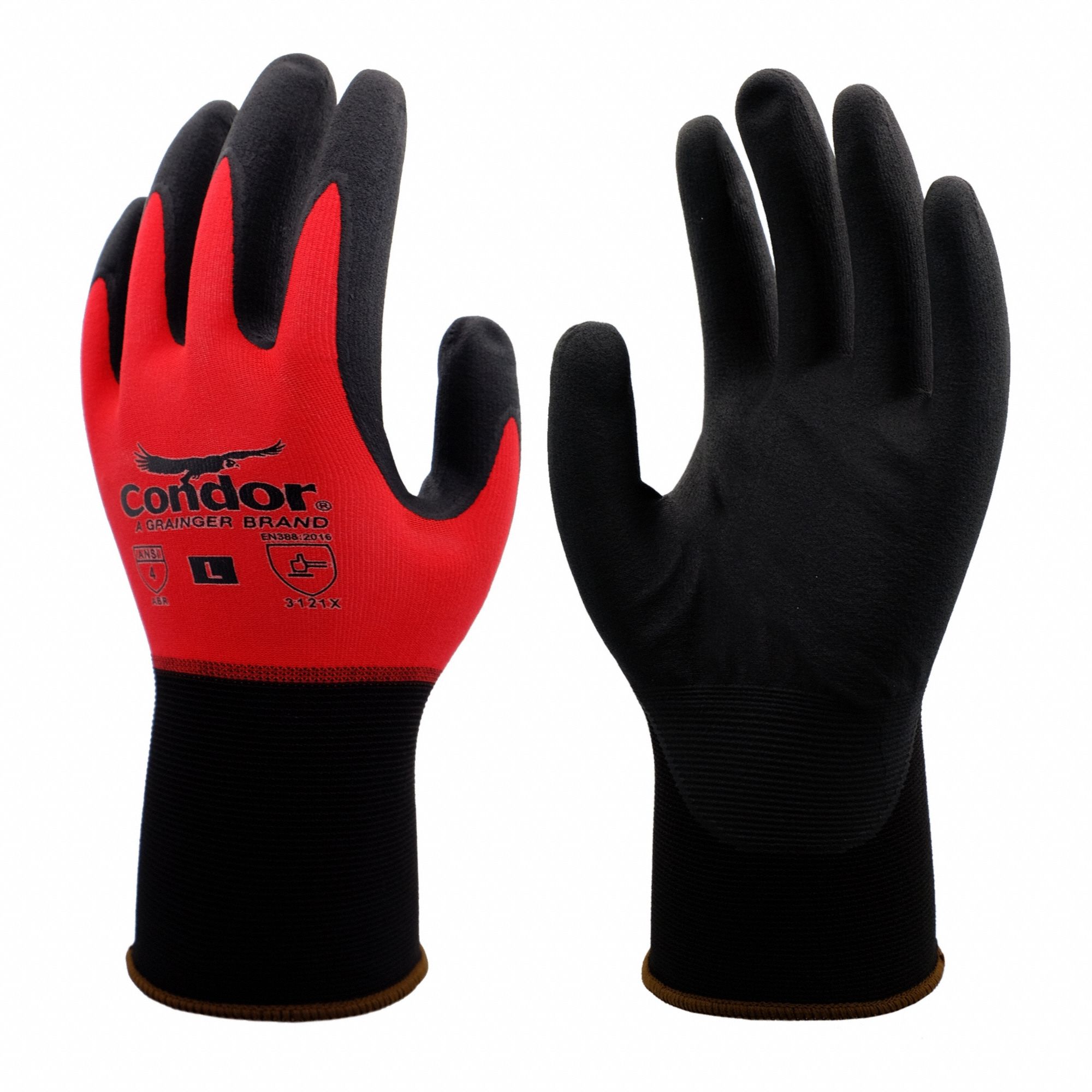 Knit General Purpose Gloves: 2XL ( 11 ), Micro Foam, Nitrile, Palm, Dipped, Full Finger, 1 PR