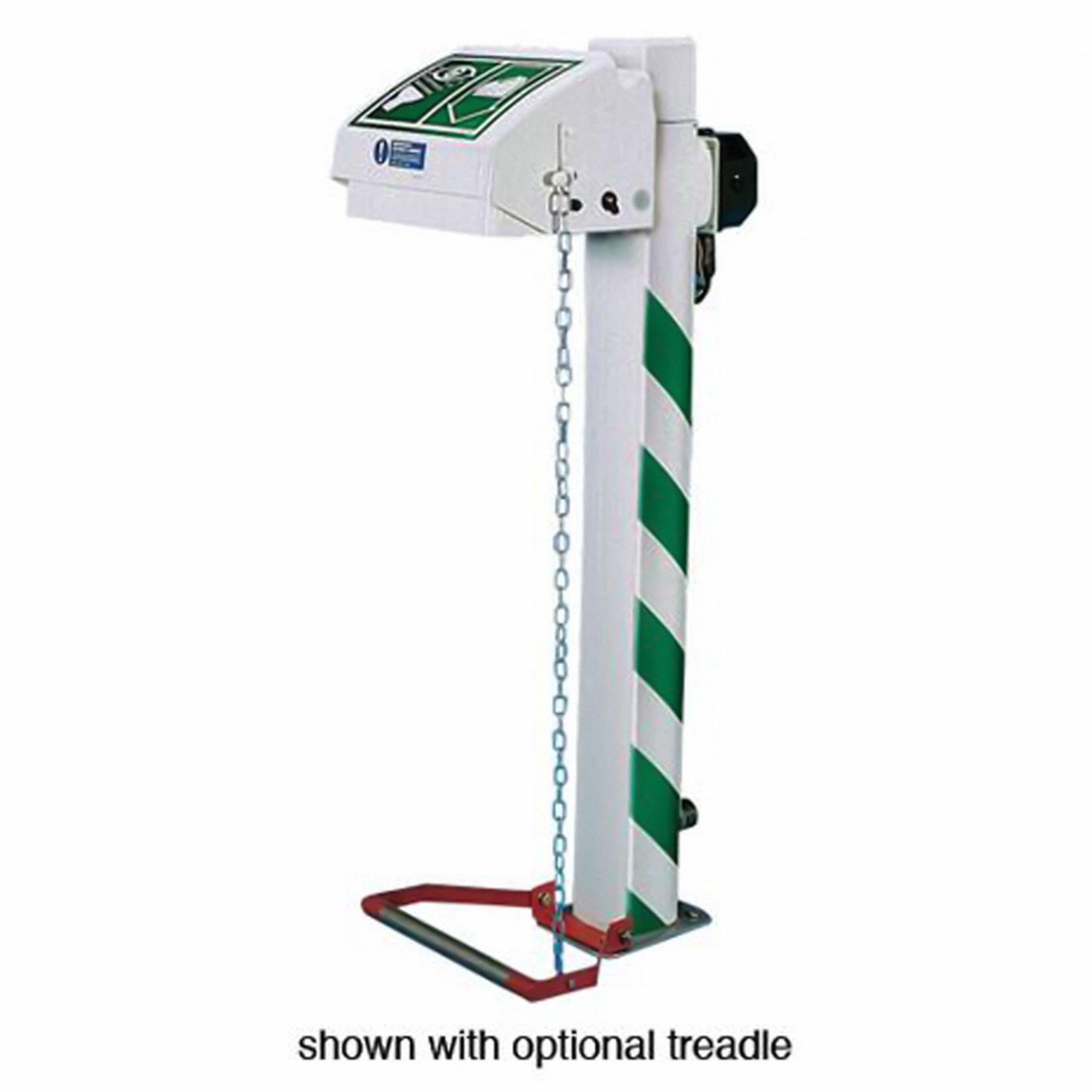 Plumbed Eyewash: Std, Floor Mnt, Eyes and Face Coverage, Covered, Plastic Bowl