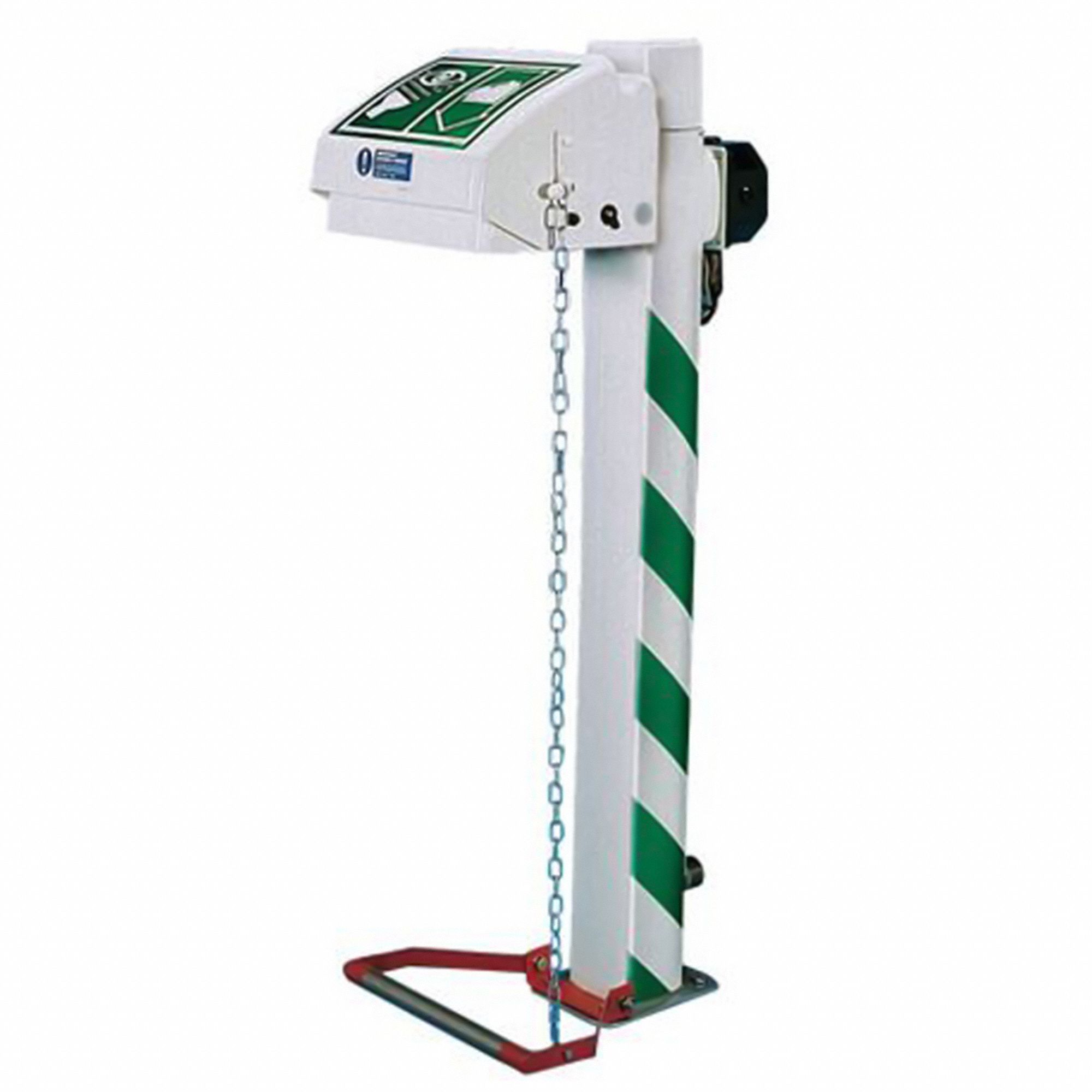 Plumbed Eyewash: Std, Floor Mnt, Eyes and Face Coverage, Covered, Plastic Bowl