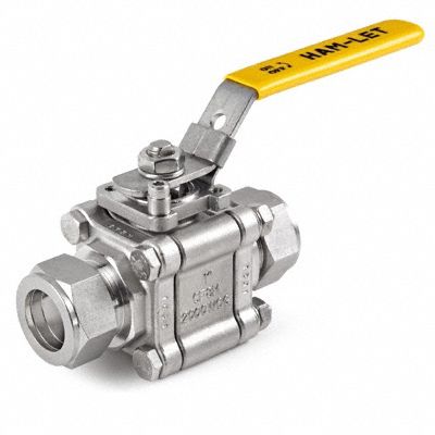 Manual Two-Way Ball Valve: 1 in, Stainless Steel, Straight, Compression x Compression