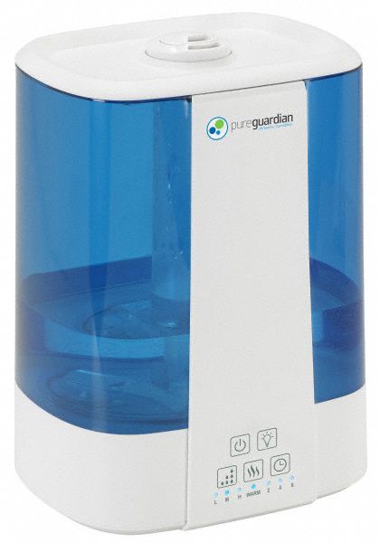 Portable Humidifier: Ultrasonic, 2 gal Daily Humidification Output, Cool/Warm, Tabletop Housing