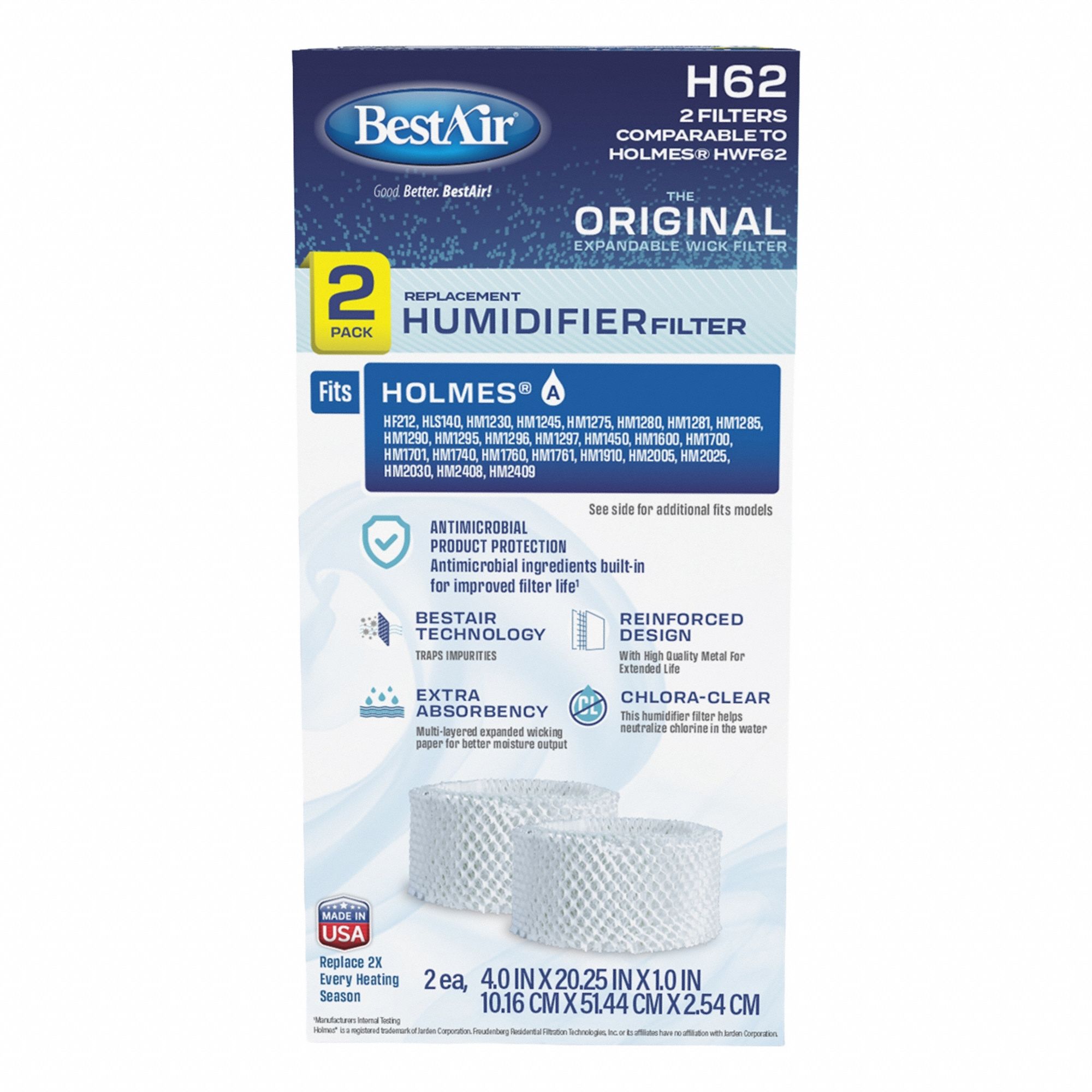 BestAir H62 Humidifier Filter PK2