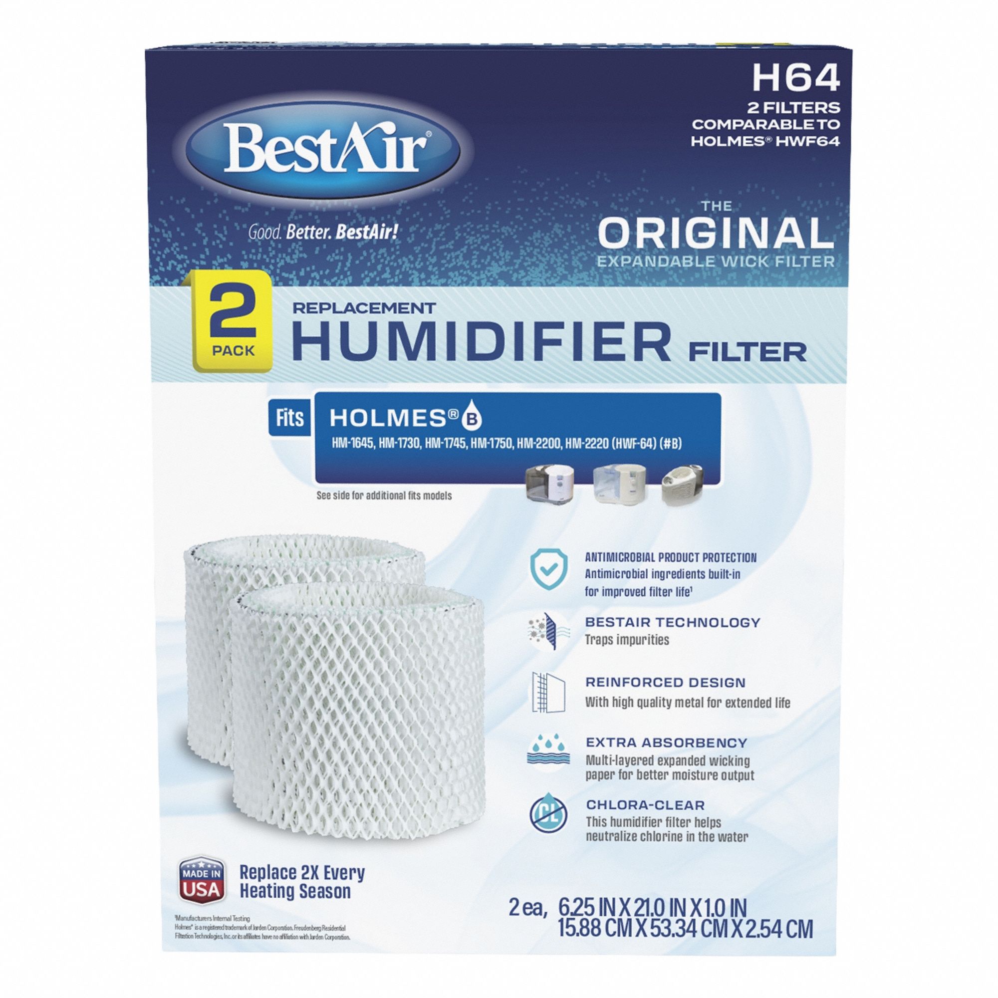 BestAir H64 Humidifier Filter PK2