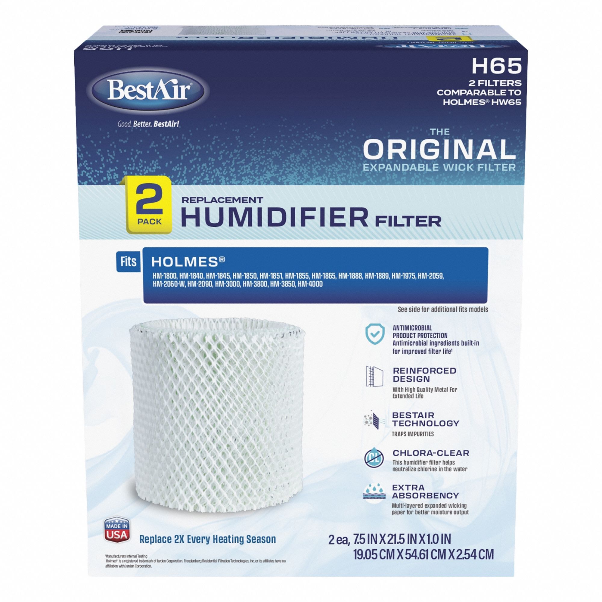 BestAir H65 Humidifier Filter PK2