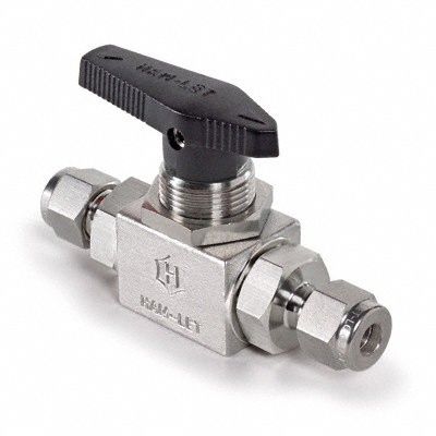 Manual Two-Way Ball Valve: 1/4 in, 316 Stainless Steel, Straight, Compression x Compression