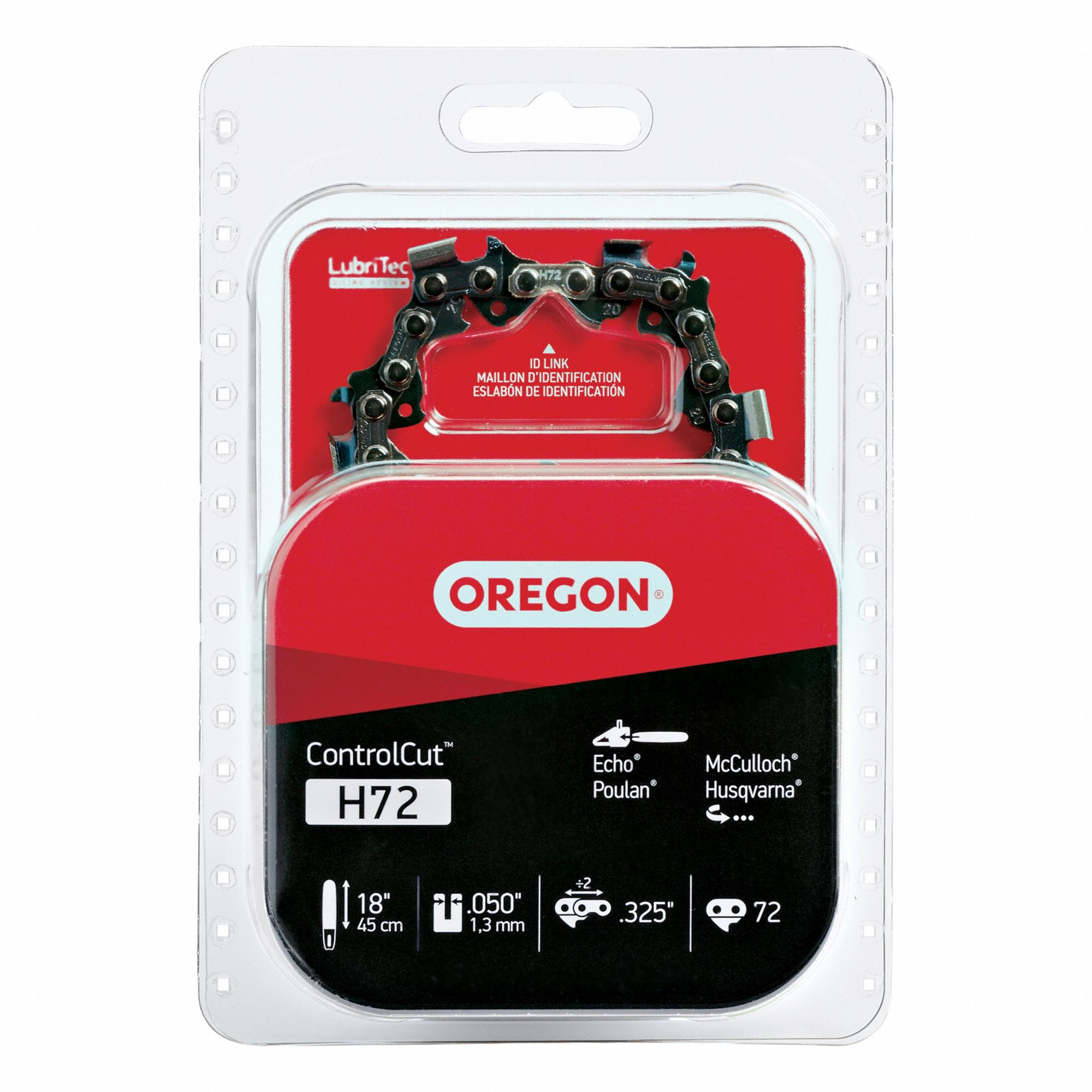 Chainsaw Chain: 18 in Compatible Bar Lg, 0.325 in, 0.05 in Gauge, 72 Links, 3/16 in File Size