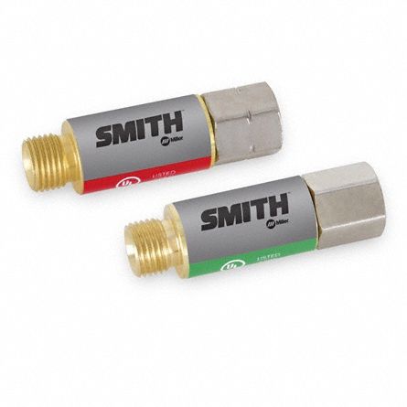 SMITH EQUIPMENT Flashback Arrestor Set: Torch Mount, 9/16"-18, For Oxygen & Fuel (MPN H743). Key specifications — Brand: SMITH EQUIPMENT; Manufacturer Part Number: H743; Connection Size: 9/16"-18; CGA Number: CGA 023 (Fuel).