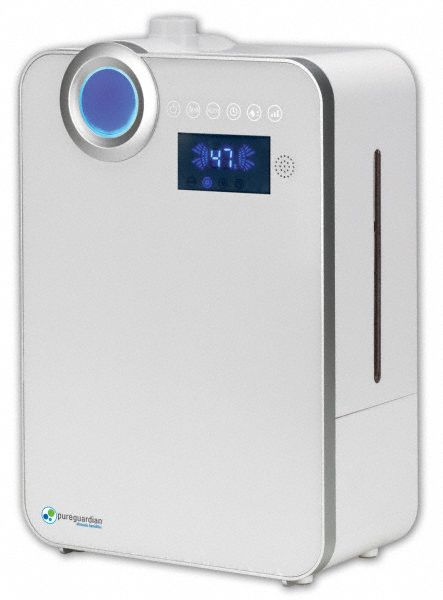 Portable Humidifier: Ultrasonic, 1.3 gal Daily Humidification Output, Warm, Tower Housing, Pour-In