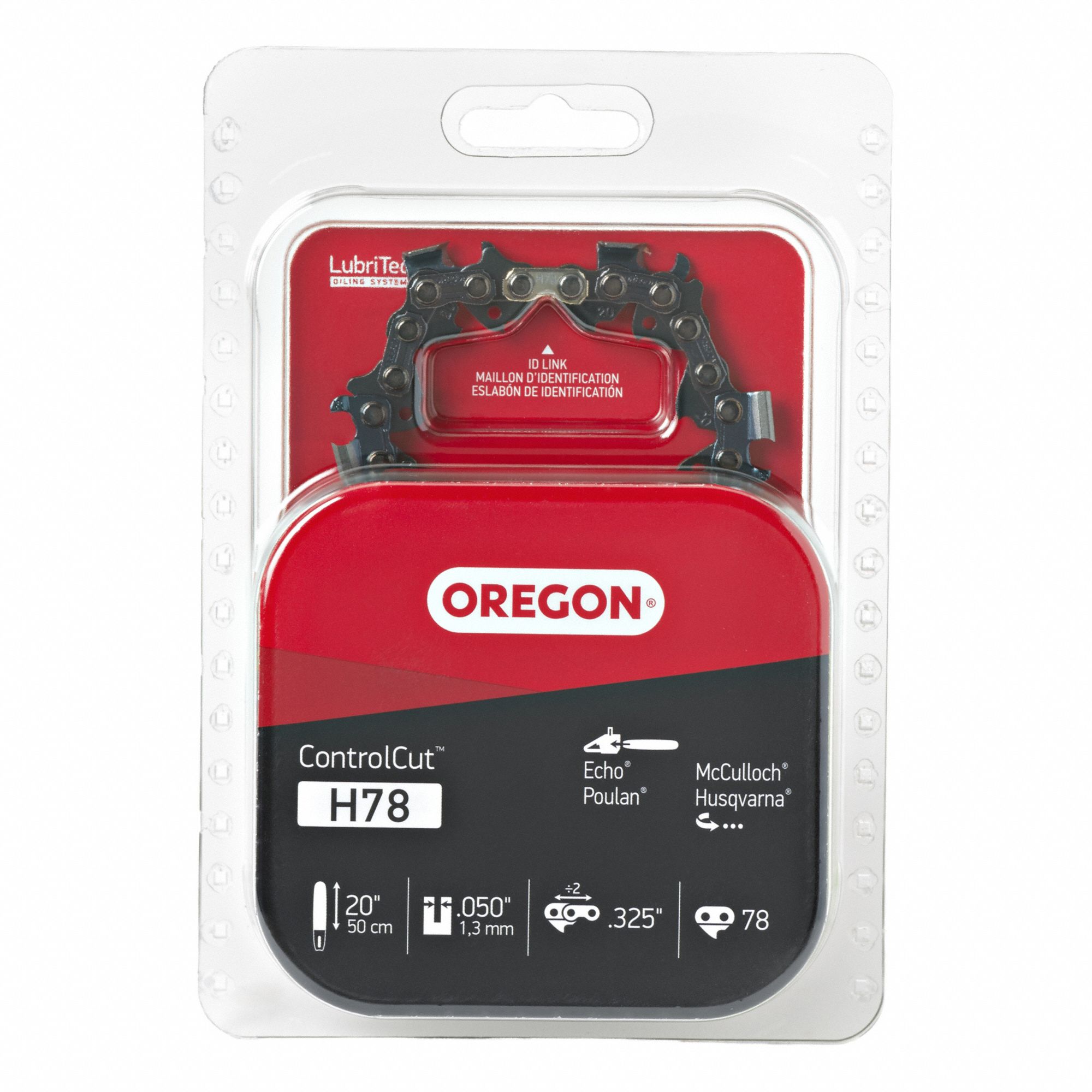 Chainsaw Chain: 20 in Compatible Bar Lg, 0.325 in, 0.05 in Gauge, 78 Links, 3/16 in File Size