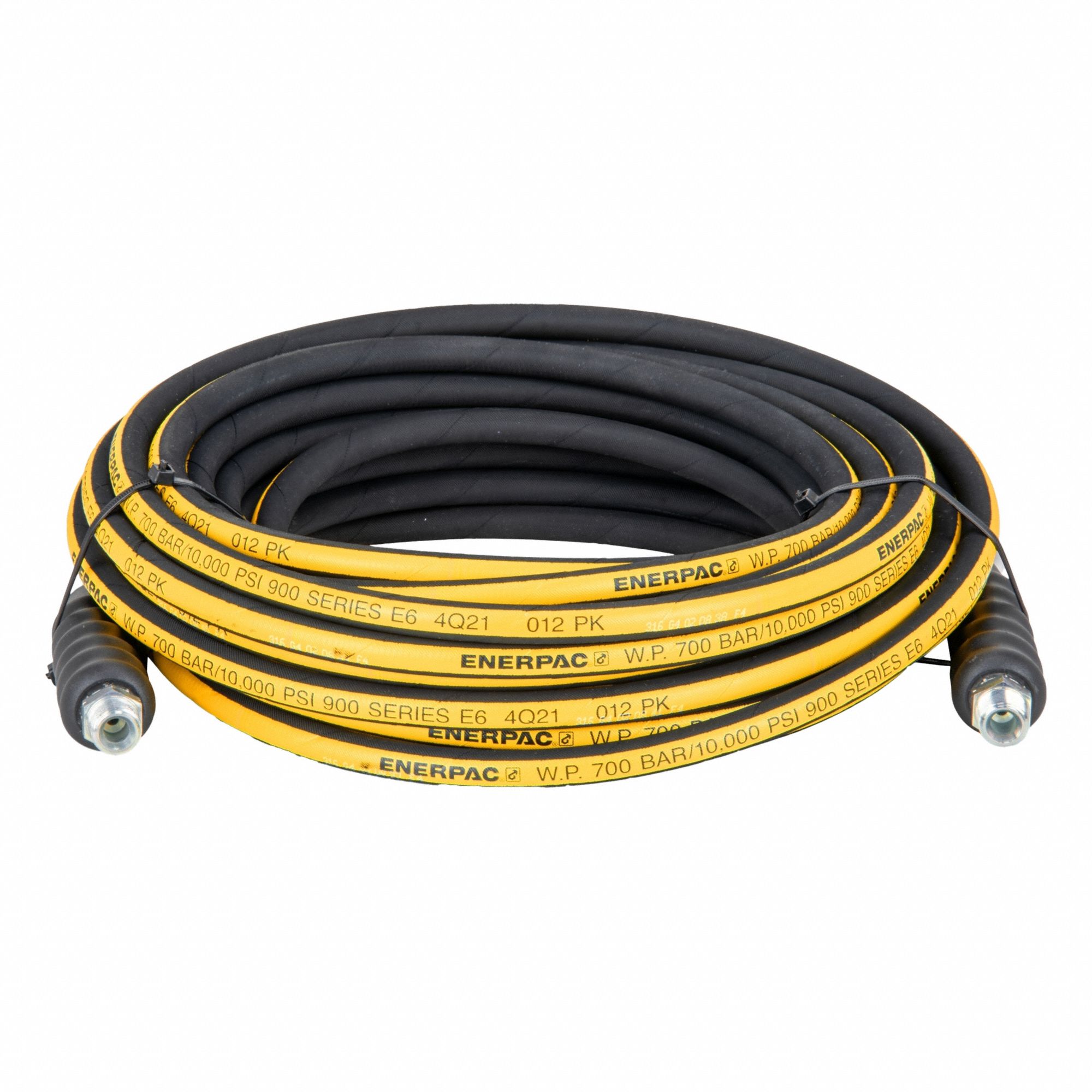 Hydraulic Hose: 1/4 in ID, NPTF x NPTF, 50 ft Lg, 3/8 in x 3/8 in Fitting Size, Rubber, H9250