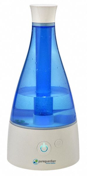 Portable Humidifier: Ultrasonic, 0.5 gal Daily Humidification Output, Cool, Tabletop Housing, Bottle