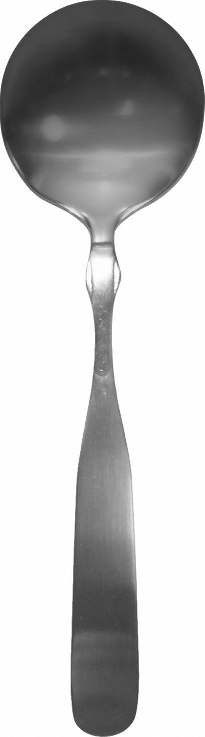 Bouillon Spoon: Hartford, 18/0, Stainless Steel, 6 1/8 in Overall Lg, Silver, Satin