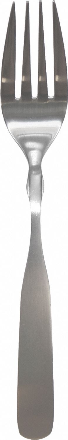 Salad Fork: Hartford, 18/0, Stainless Steel, 6 5/8 in Overall Lg, Silver, Satin