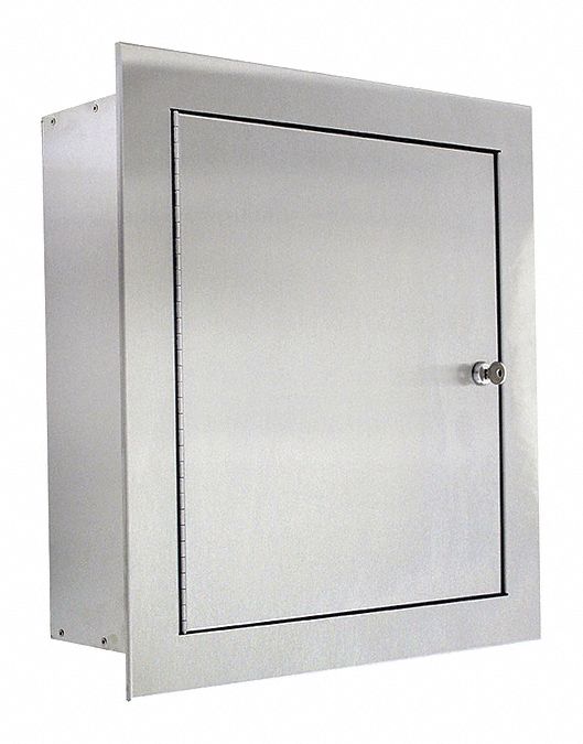 MIXING VALVE CABINET, RECESSED, LOCK DOOR, REMOVABLE PANELS, GREY, 7 X 18 1/2 X 20 1/4 IN, SS