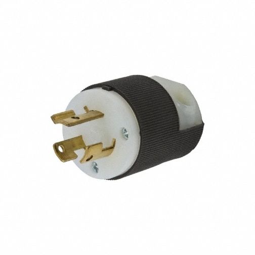 Locking Plug: L6-15P, 250V AC, 15 A, 2 Poles, Black/White, Spring Clamp Terminals