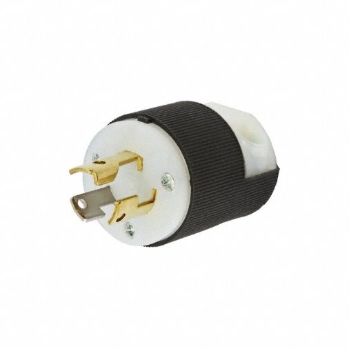 Locking Plug: L5-15P, 125V AC, 15 A, 2 Poles, Black/White, Spring Clamp Terminals