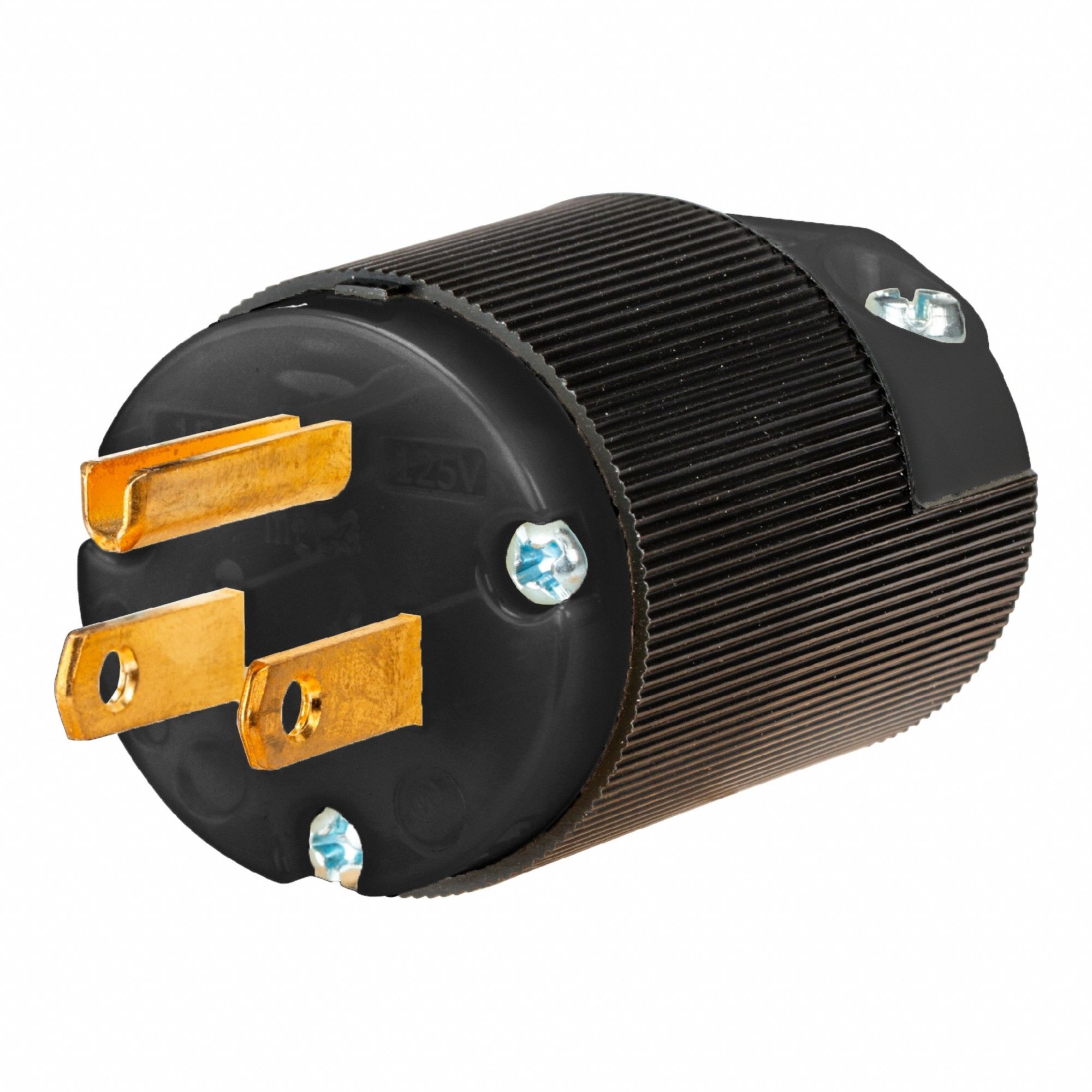 Straight Blade Plug: 5-15P, 15 A, 125V AC, Black, 2 Poles, Spring Clamp Terminals