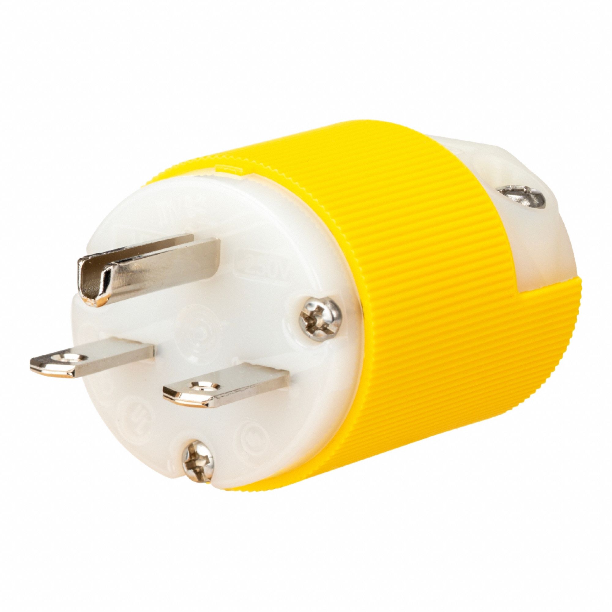 Straight Blade Plug: 6-15P, 15 A, 250V AC, White/Yellow, 2 Poles