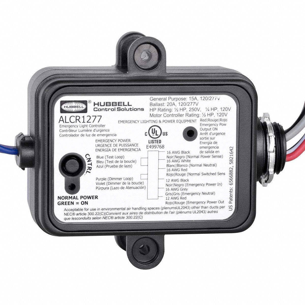 HUBBELL CONTROL SOLUTIONS EMERGENCY LIGHTING RELAY CONTROL, 15 A