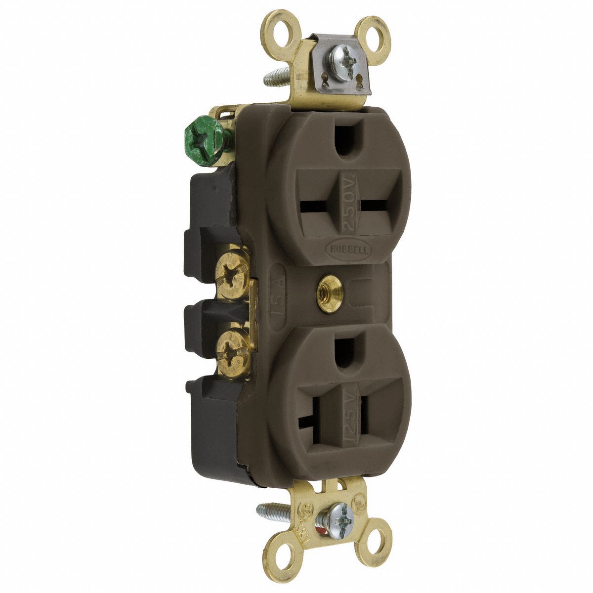 RECEPTACLE, 125/250 V, 1½ IN W X 7/8 IN H X 7/8 IN D, BROWN, 2 POLES, -40 °  TO 75 ° C, #14 TO #10 AWG
