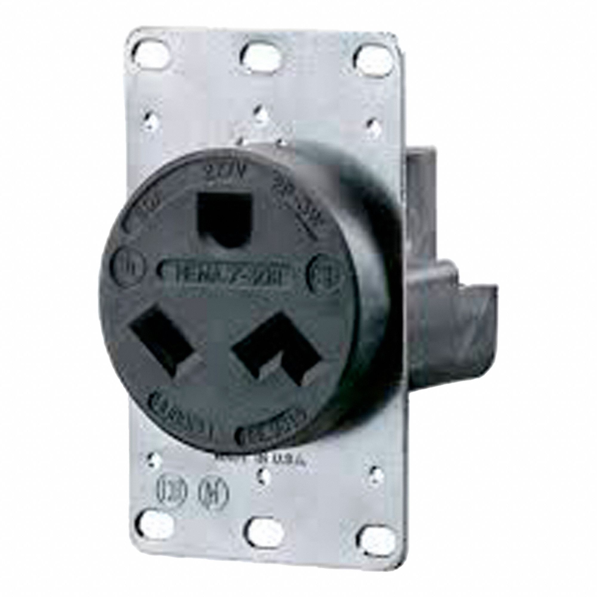RECEPTACLE, 277 V AC, 2 2/9 IN D, BLACK HOUSING, 2 POLES, -40 ° C TO 75 ° C, #12 AWG TO #4 AWG