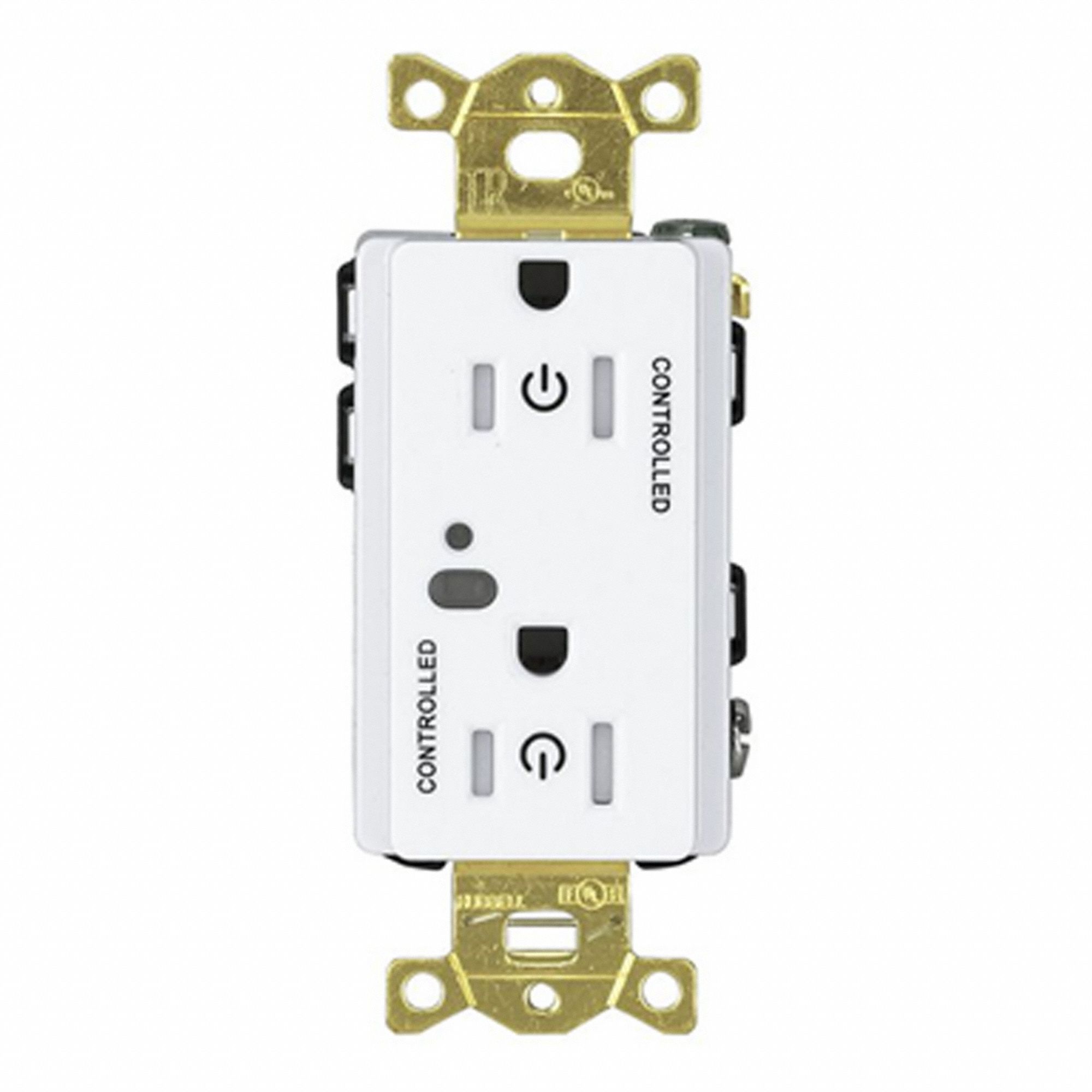 CONTROLLED RECEPTACLE,WHITE,3 13/16 IN H