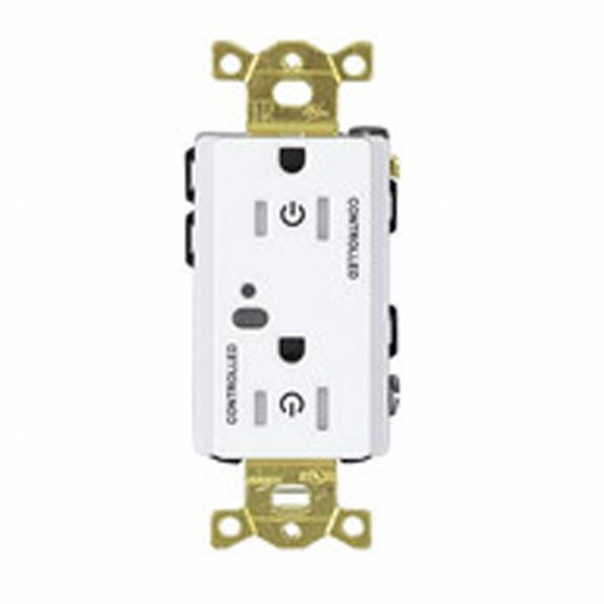 CONTROLLED RECEPTACLE,WHITE,3 13/16 IN H