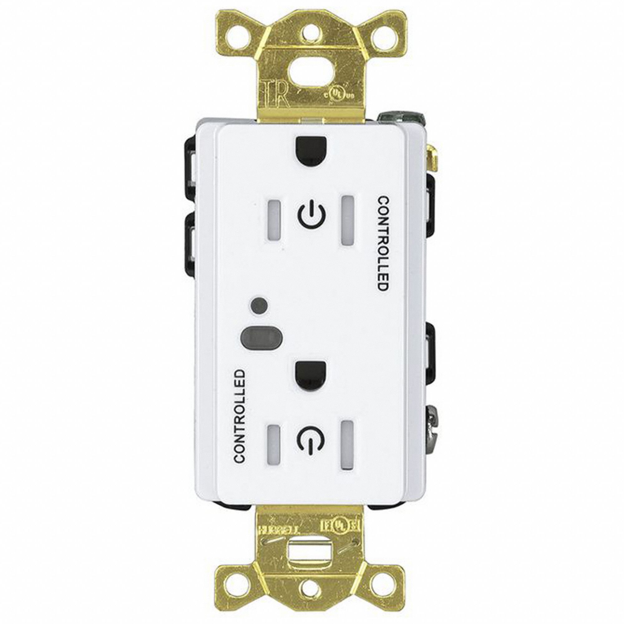 CONTROLLED RECEPTACLE,WHITE,3 13/16 IN H