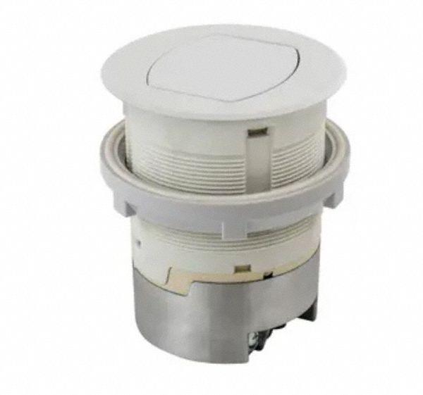 COUNTER RECEPTACLE, 6½ IN D, WHITE HOUSING, 2 POLES