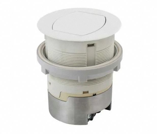 COUNTER RECEPTACLE KIT, 125 V AC, 6½ IN D, WHITE HOUSING, 2 POLES