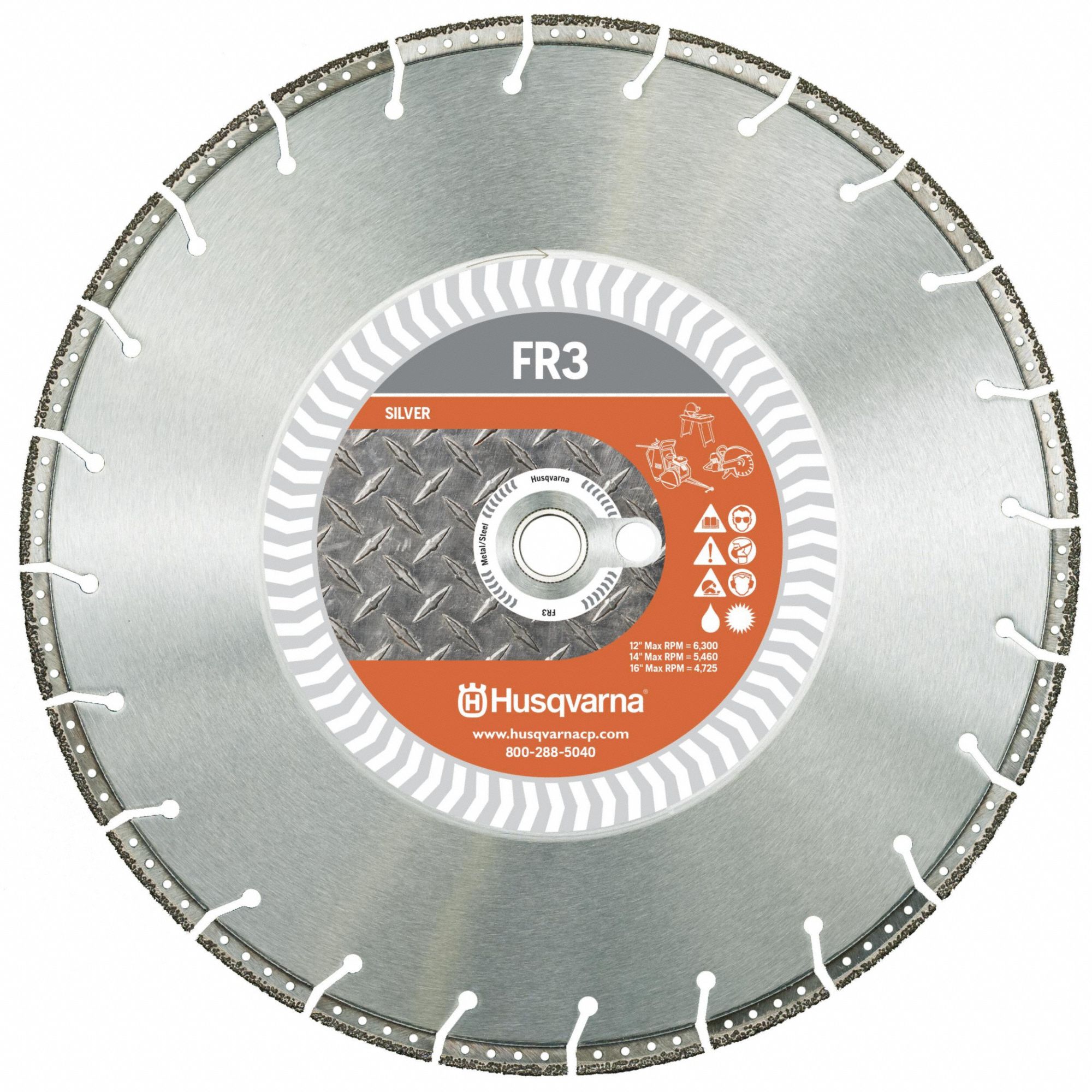 Diamond Saw Blade: Concrete/Ductile Iron, 16 in Blade Dia., 1 in Arbor Size, Wet/Dry