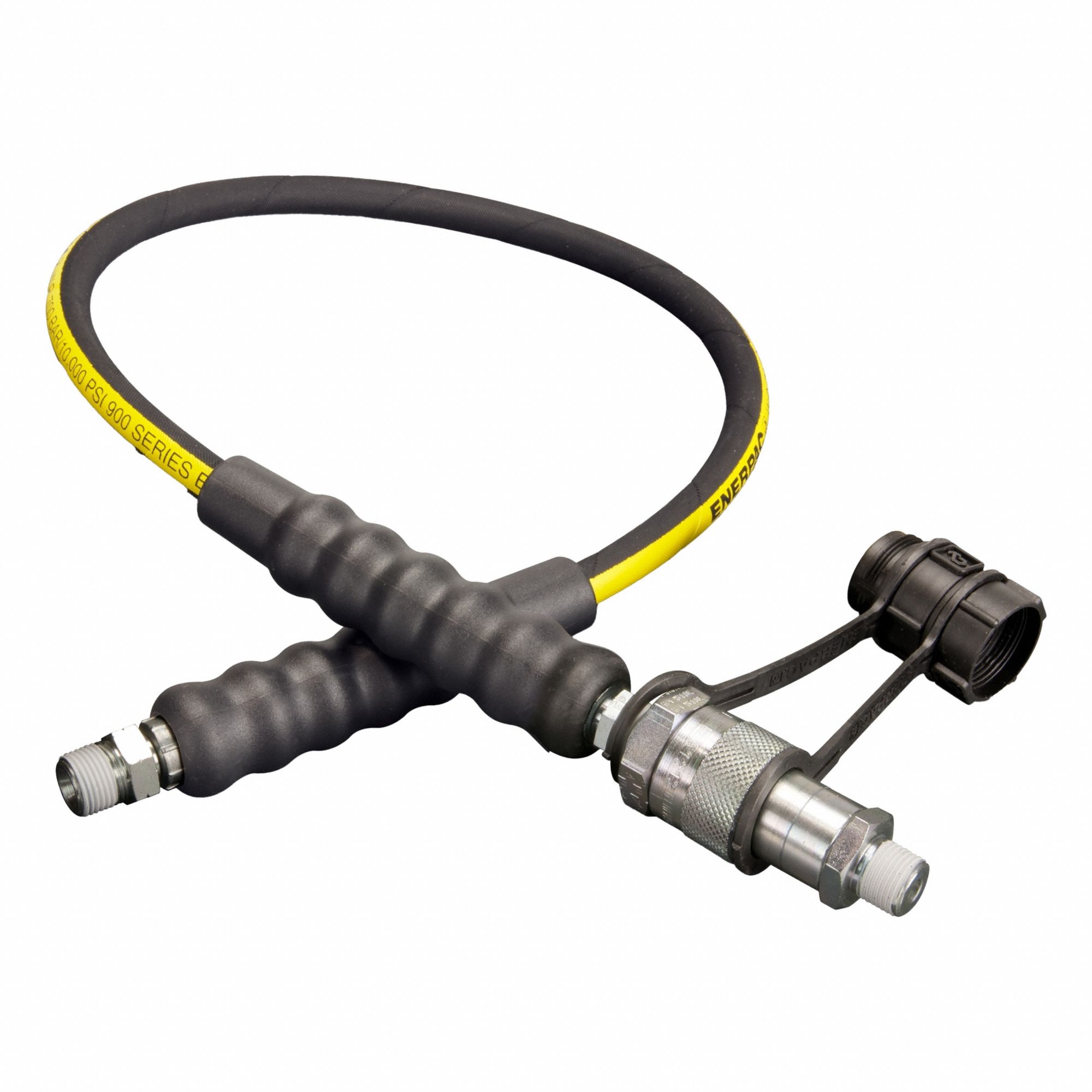 Hydraulic Hose: 1/4 in ID, NPTF x C604, 3 ft Lg, 3/8 in x 3/8 in Fitting Size, Rubber, HC9203B