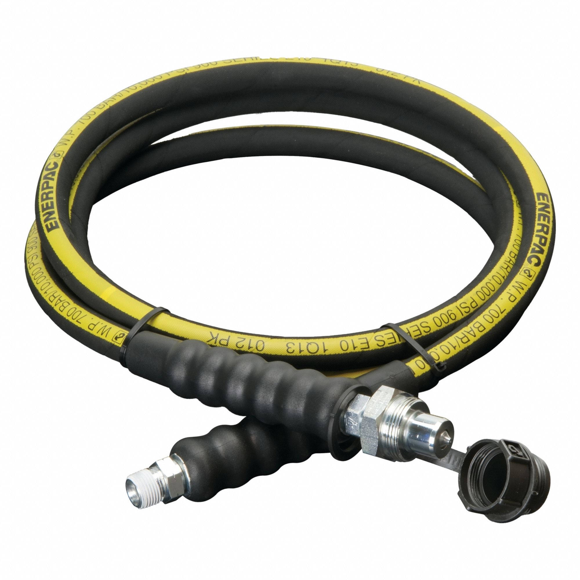 Hydraulic Hose: 3/8 in ID, NPTF x CH604, 8 ft Lg, 3/8 in x 3/8 in Fitting Size, Rubber, HC9308