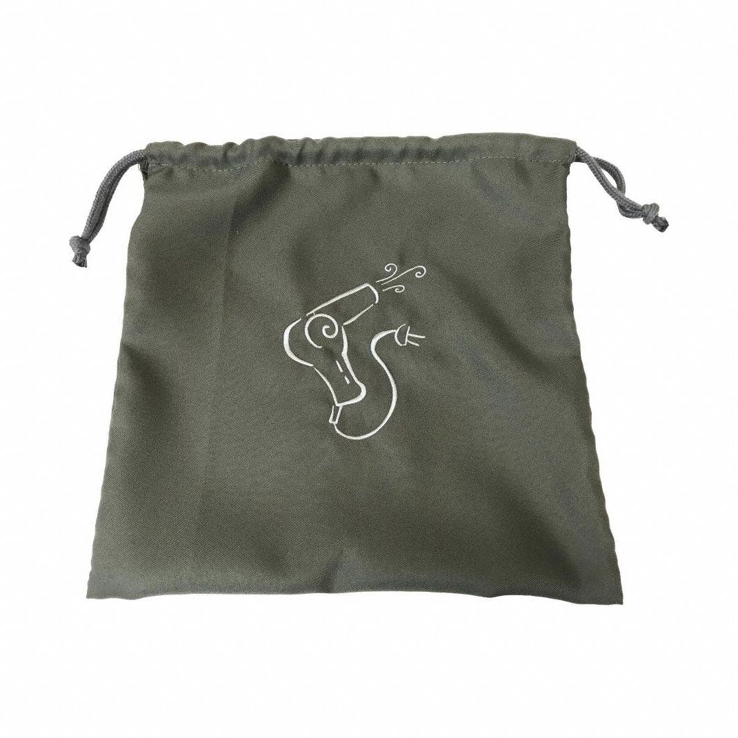 Hair Dryer Bag: Gray, 12 in Overall Wd, Cotton/Poly Blend
