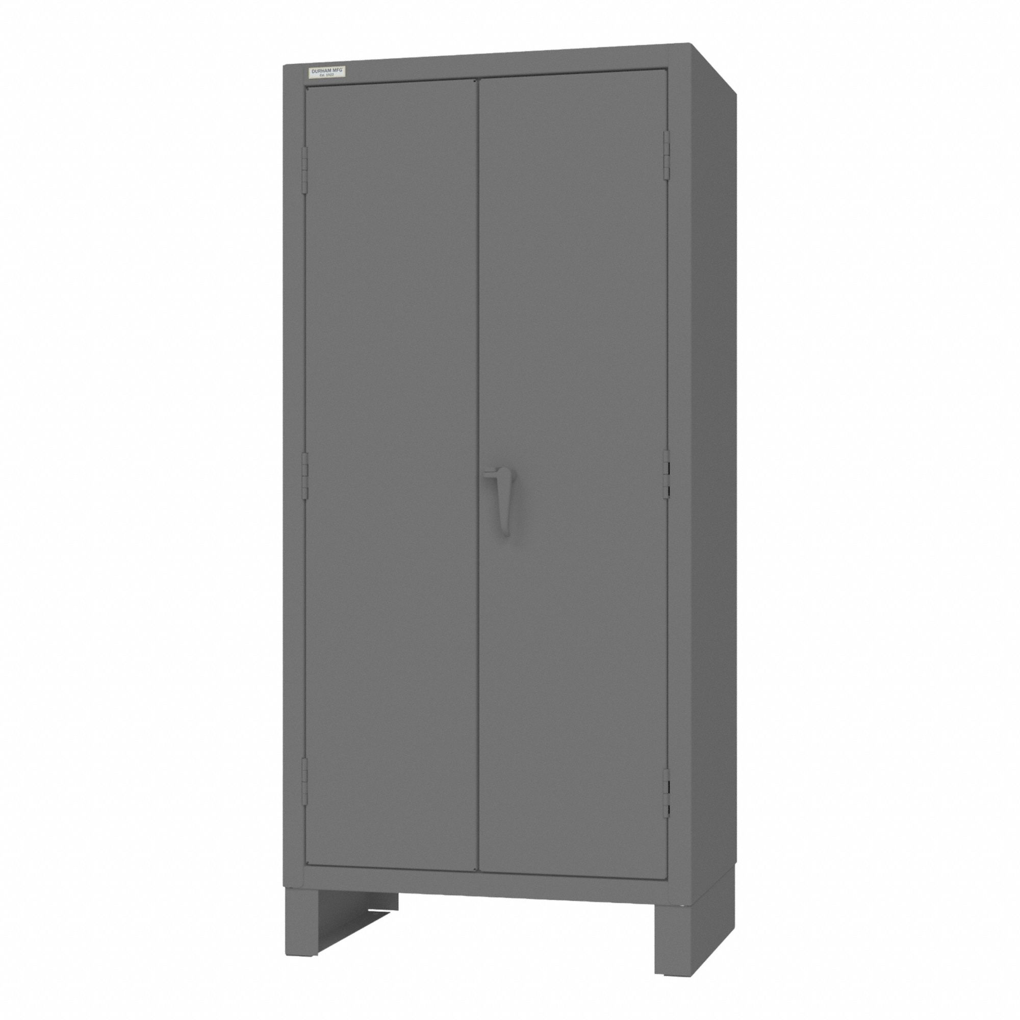 DURHAM MFG Bin Cabinet: 36 in x 24 in 78 in, 0 Shelves, 120 Bins, Yellow, Recessed/Solid, Gray, Bins (MPN HDC36-126B-95). Key specifications — Bin Color: Yellow; Bin HxWxD: (24) 8 in x 15 in x 7 in; Assembled: Assembled; Cabinet Style: Bin Cabinet; Brand: DURHAM MFG; Cabinet Color: Gray; Cabinet Finish: Powder Coated; Cabinet Material: Steel.
