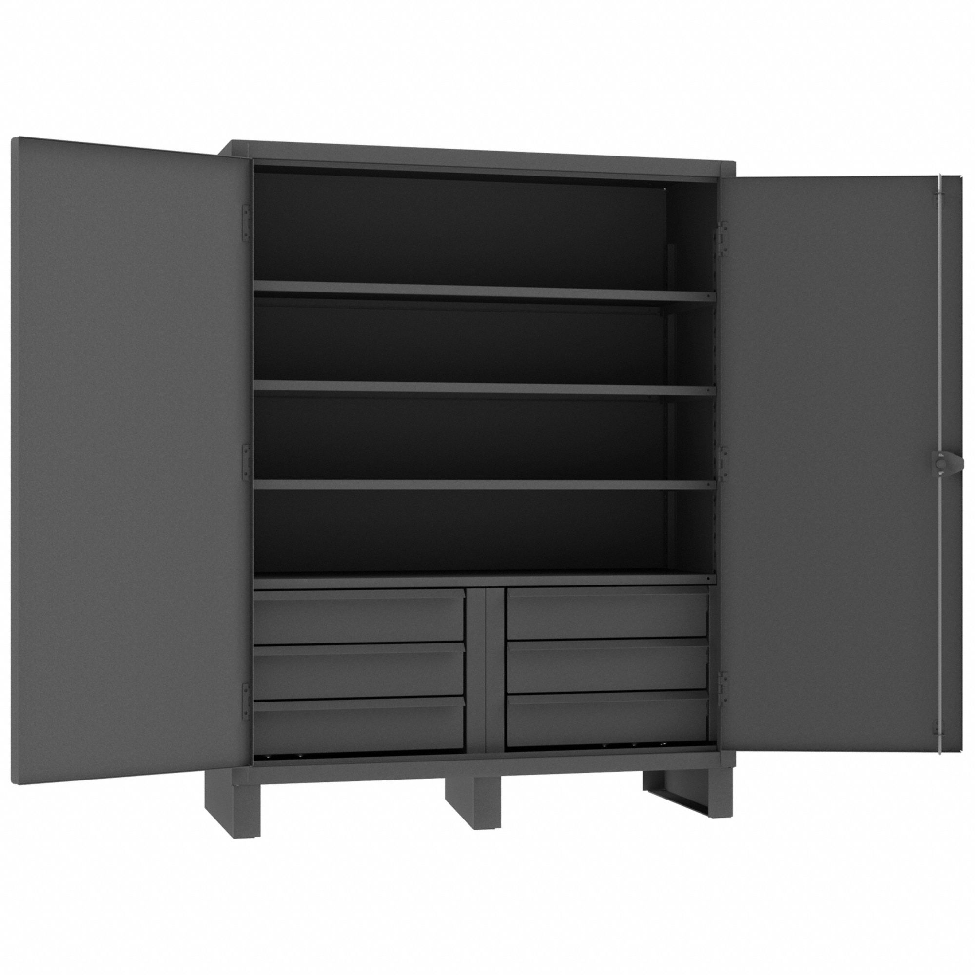 STORAGE CABINET, 60 IN X 24 IN X 78 IN, SWING HANDLE & PADLOCK HASP, 12 GA PANEL THICK