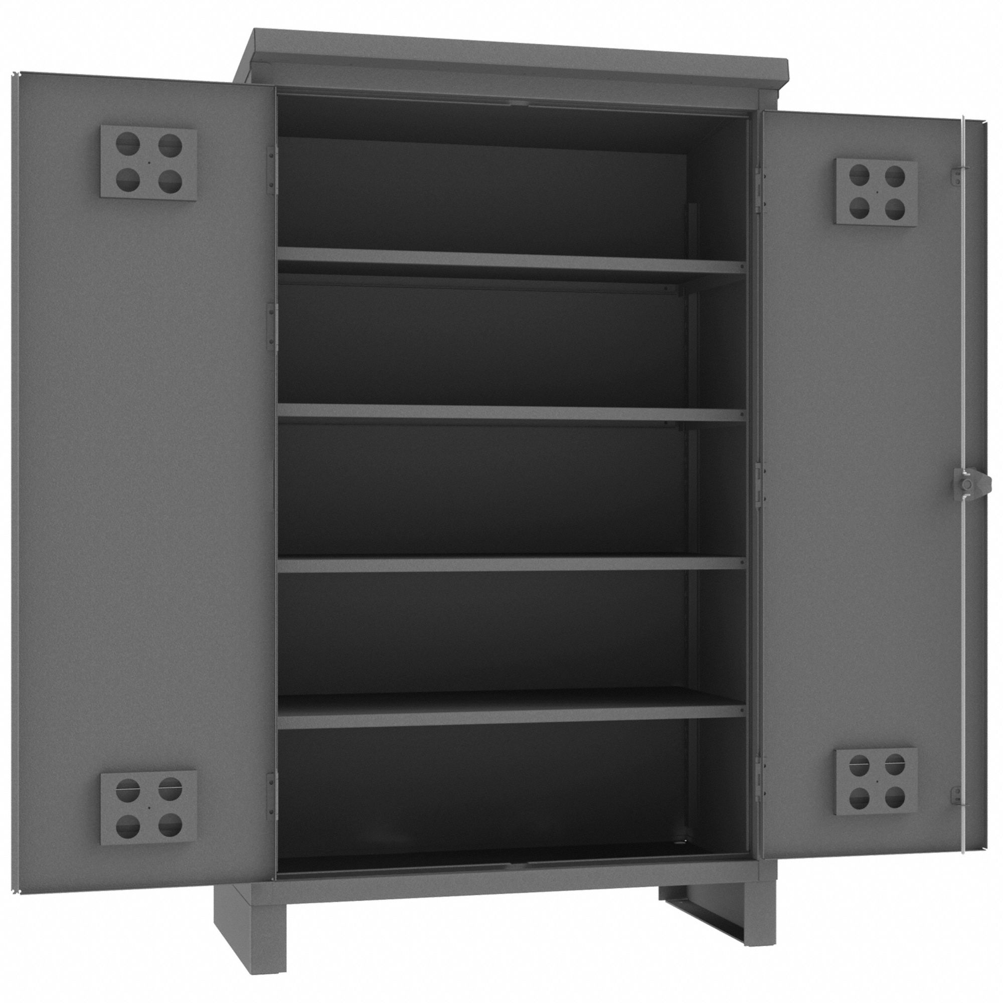 STORAGE CABINET, 48½ IN X 24 IN X 78 IN, SWING HANDLE & PADLOCK HASP, LEGS, SHELVES