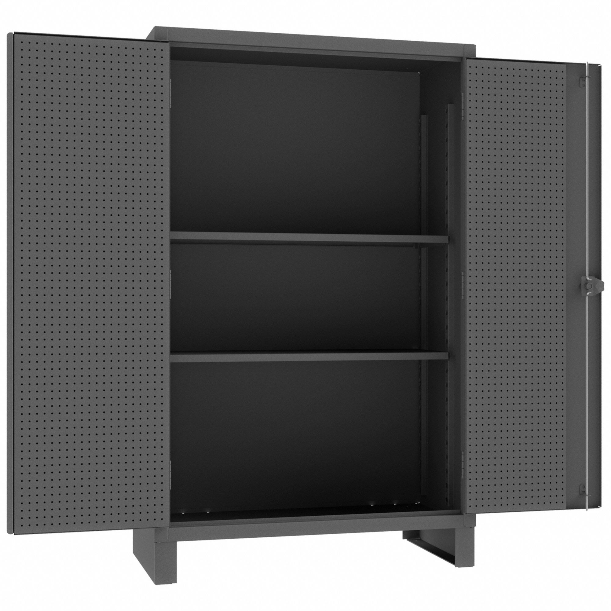 Pegboard Cabinet: 48 in x 24 in x 78 in, Swing  Handle & Padlock Hasp, 12 ga Panel Thick